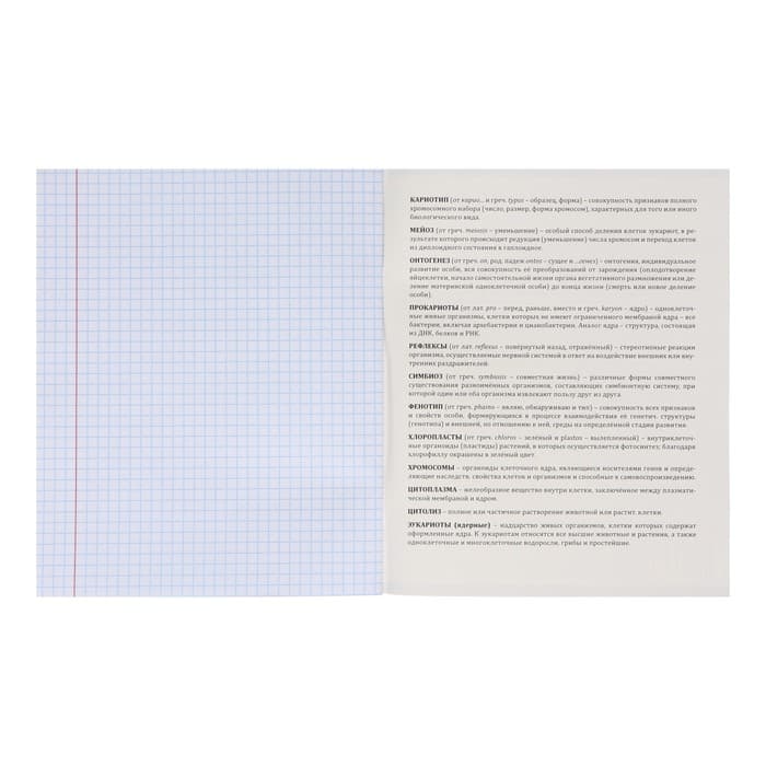 Тетрадь предметная 48 листов в клетку Школьные мемасики «Биология», обложка мелованный картон, тиснение холст, блок офсет