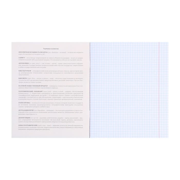 Тетрадь предметная 48 листов в клетку Школьные мемасики "География", обложка мелованный картон, тиснение холст, блок офсет