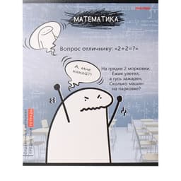 Тетрадь предметная 48 листов в клетку Школьные мемасики "Математика", обложка мелованный картон, тиснение холст, блок офсет