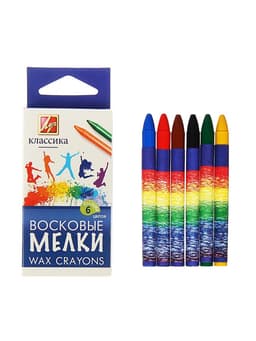 Мелки восковые, 6 цветов, «Луч», круглые