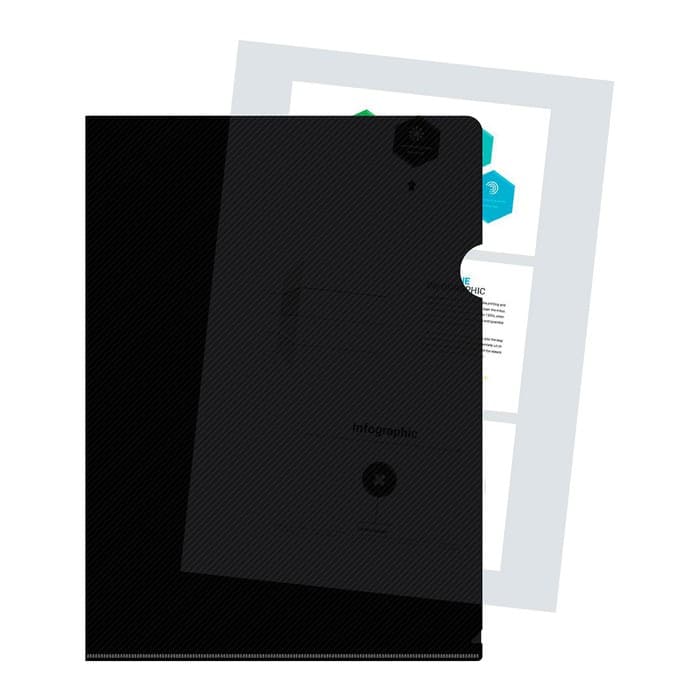 Папка уголок А4 180 мкм, Calligrata DeLuxe, черный, непрозрачный, с тиснением