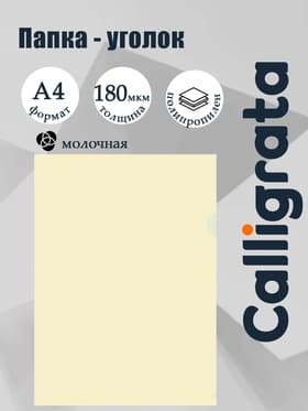 Папка уголок А4, 180 мкм, Calligrata TOP, молочный, непрозрачный, с тиснением