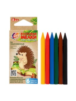 Мелки восковые, 6 цветов, «Луч», шестигранные