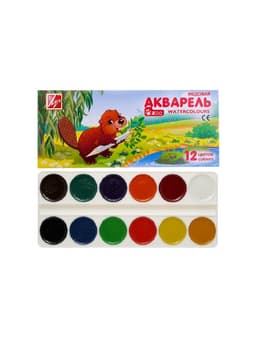 Акварель «Луч. ZOO», 12 цветов, без кисти