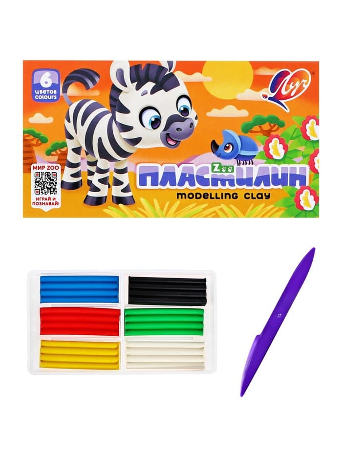 Пластилин «Луч. ZOO», 6 цветов, 90 г