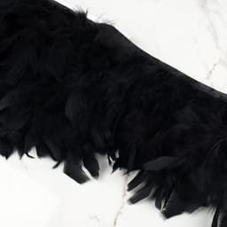 Тесьма с перьями индюка, 13-17 см, 5±0.5 м, чёрная