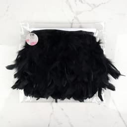 Тесьма с перьями индюка, 13-17 см, 5±0.5 м, чёрная