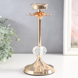 Подсвечник на 1 свечу «Ножка цветка», d=5.5 см, под золото, 11×11×24 см