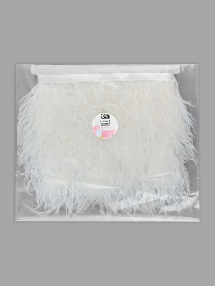 Перья страуса декоративные, на ленте, 8-10 см, 5±0.5 м, белые