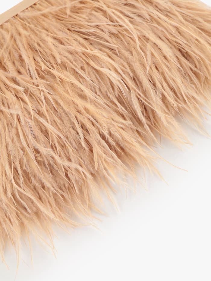 Перья страуса декоративные, на ленте, 8-10 см, 5±0.5 м, бежевые