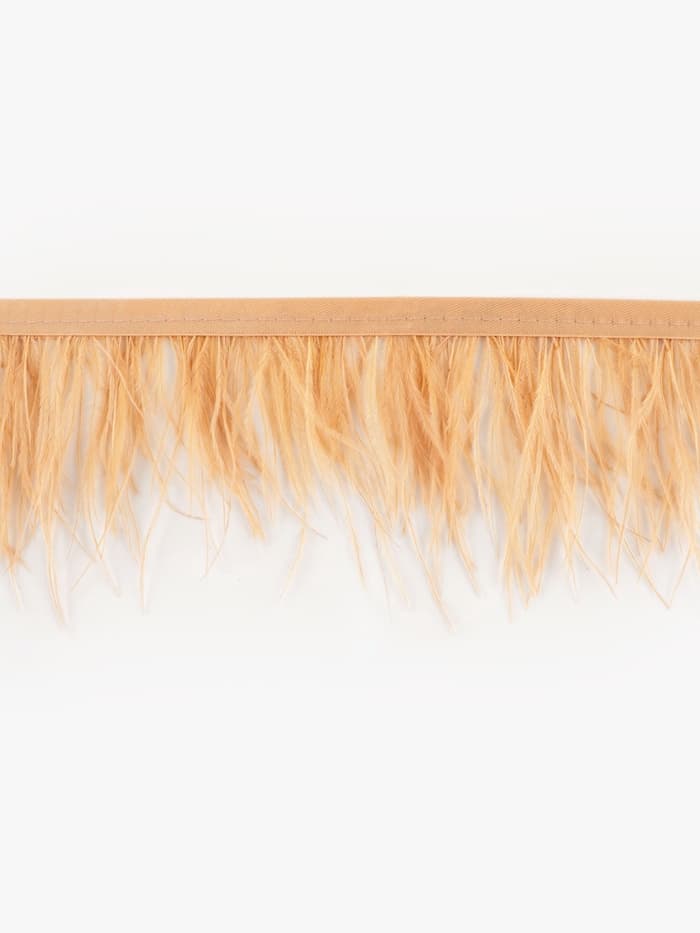 Перья страуса декоративные, на ленте, 8-10 см, 5±0.5 м, бежевые