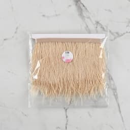 Перья страуса декоративные, на ленте, 8-10 см, 5±0.5 м, бежевые