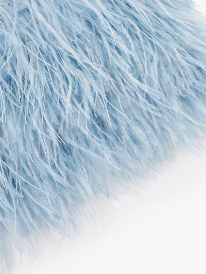Перья страуса декоративные, на ленте, 8-10 см, 5±0.5 м, голубые