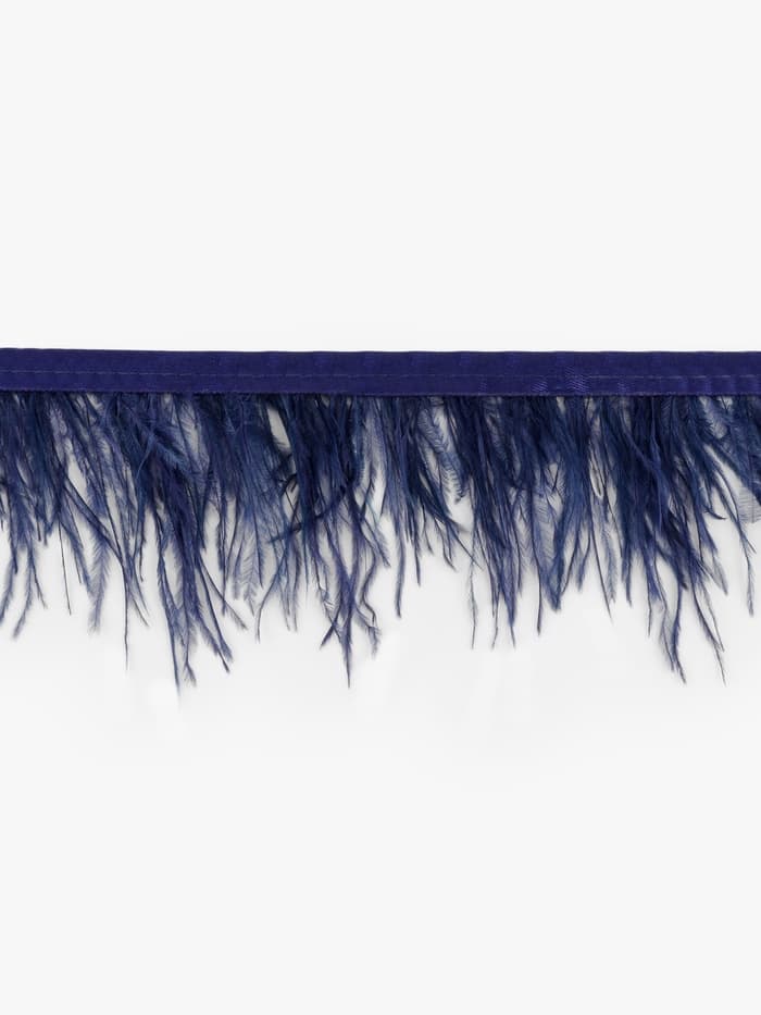 Перья страуса декоративные, на ленте,8-10 см, 5±0.5 м, тёмно-синие
