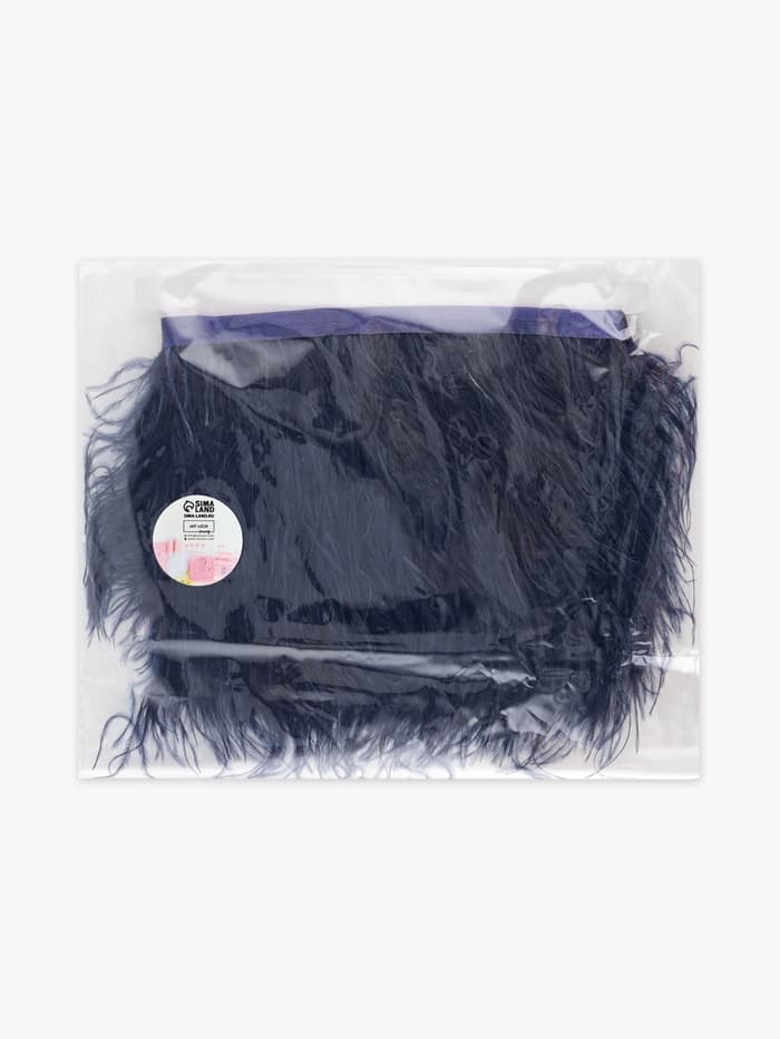 Перья страуса декоративные, на ленте,8-10 см, 5±0.5 м, тёмно-синие