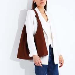 Сумка - мешок женская на молнии, 39×11×27 см, коричневая