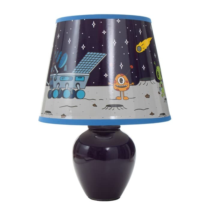 Настольная лампа с абажуром RISALUX «Инопланетяне», Е14, 15 Вт, фиолетовый
