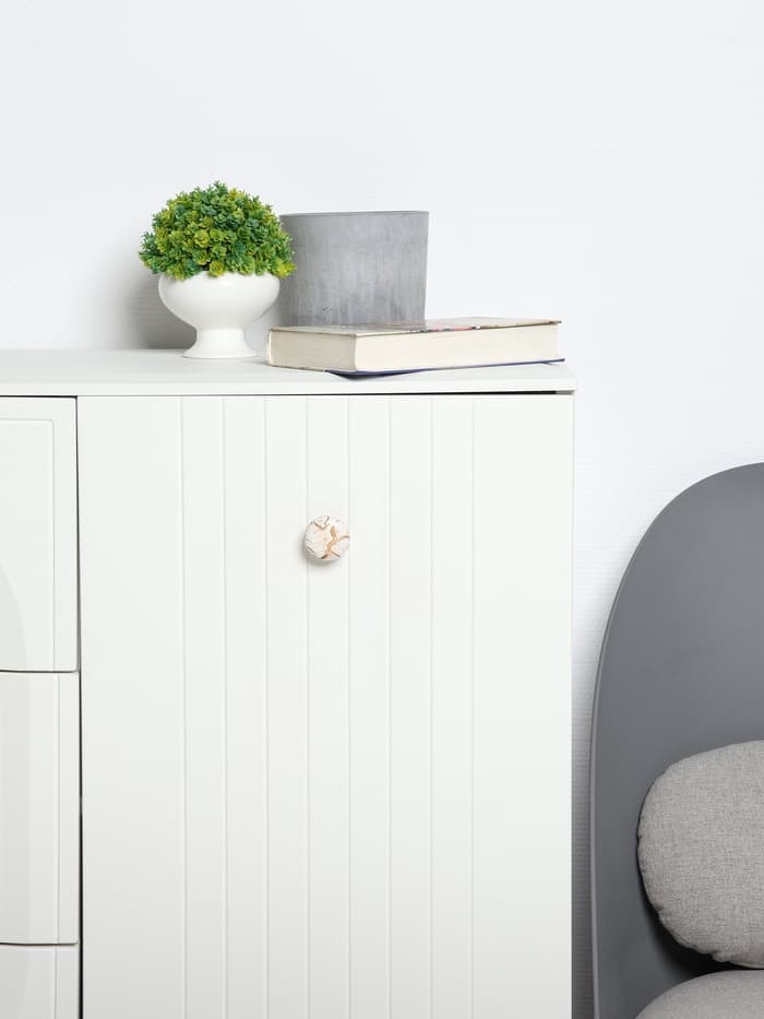 Ручка-кнопка CAPPIO ART Ceramics 011, d=32 мм, керамическая, белая с текстурой