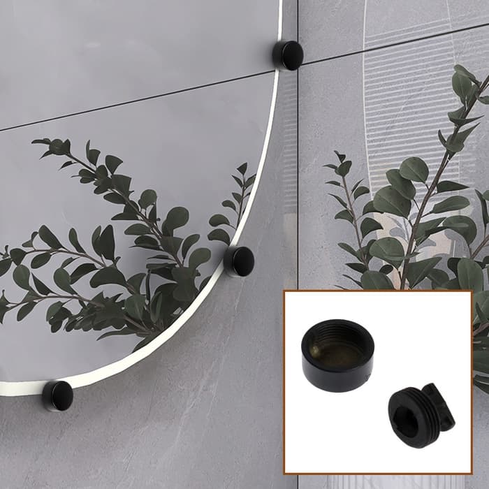 Зеркалодержатель ТУНДРА LIGHT, d=17 мм, без сверления, черный, пластик, 4 шт.