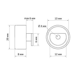 Зеркалодержатель ТУНДРА, d=20 мм, без сверления, цвет матовый никель, пластик, 4 шт.