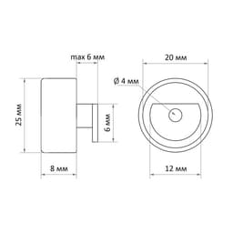 Зеркалодержатель ТУНДРА LIGHT, d=25 мм, без сверления, цвет хром, пластик, 4 шт.