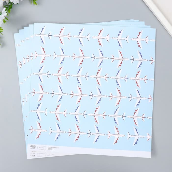 Бумага для скрапбукинга «Арт Узор. Самолёты», 180 г/м², 30.5×32 см