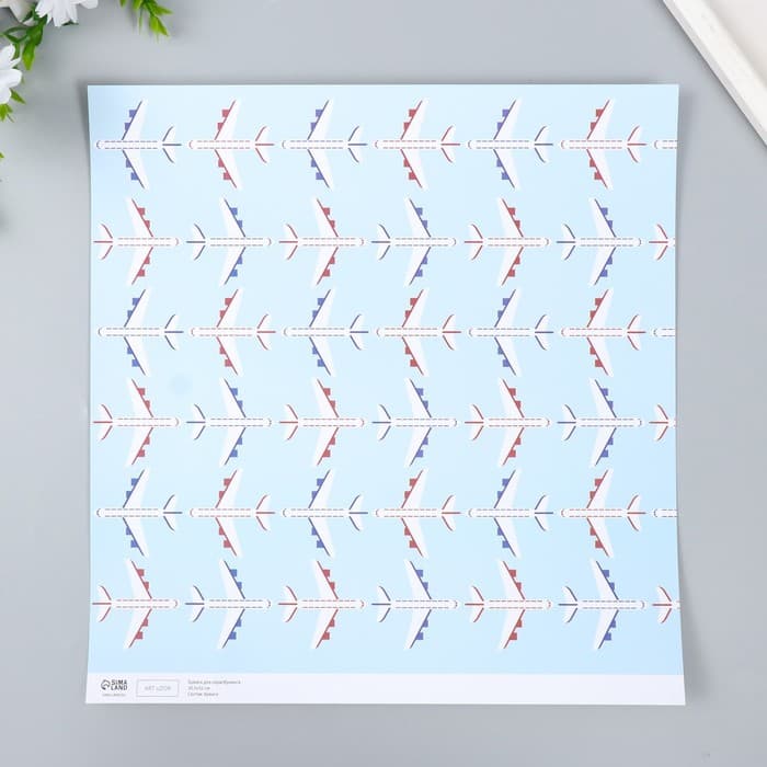Бумага для скрапбукинга «Арт Узор. Самолёты», 180 г/м², 30.5×32 см