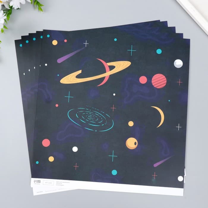Бумага для скрапбукинга «Вселенная», плотность 180 гр, 30,5 х 32 см