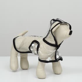 Дождевик для собак, размер XS, ДС 18, ОГ 25-30, ОШ 25 см, чёрный