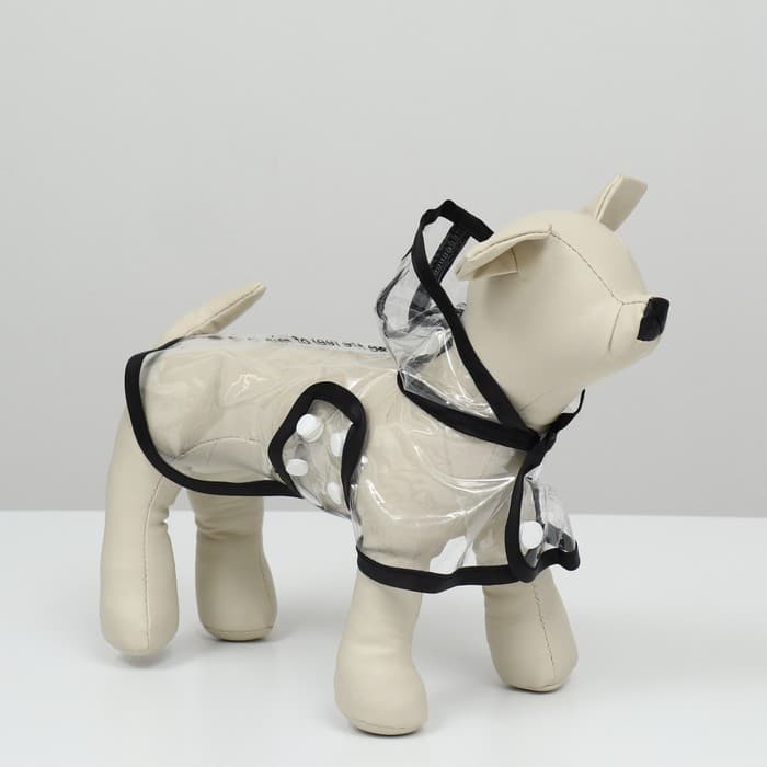 Дождевик для собак, размер XS, ДС 18, ОГ 25-30, ОШ 25 см, чёрный