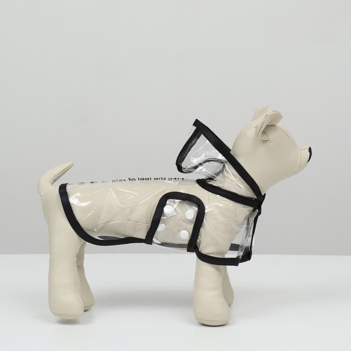 Дождевик для собак, размер XS, ДС 18, ОГ 25-30, ОШ 25 см, чёрный