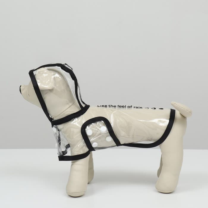 Дождевик для собак, размер XS, ДС 18, ОГ 25-30, ОШ 25 см, чёрный