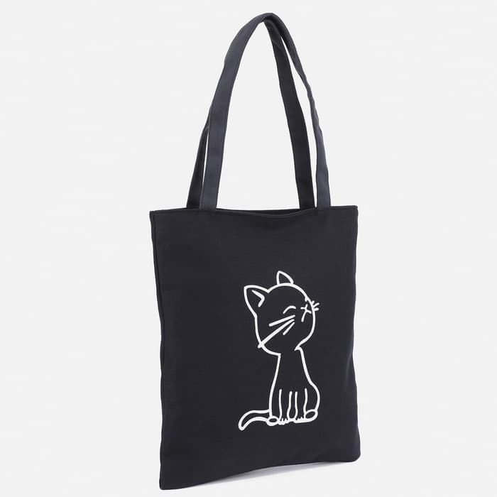 Сумка - шоппер, с подкладом, с принтом, 35×2×40 см, чёрная