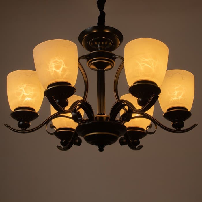 Люстра потолочная BayerLux «Аруна», 6×40 Вт, Е27, черный, 67×67×46 см