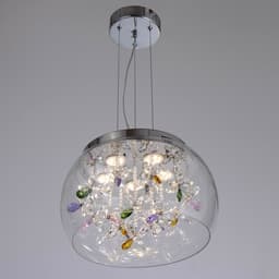 Люстра с ПДУ «Сифора»LED 50 Вт 3000-6000К хром 40×40×23 см BayerLux