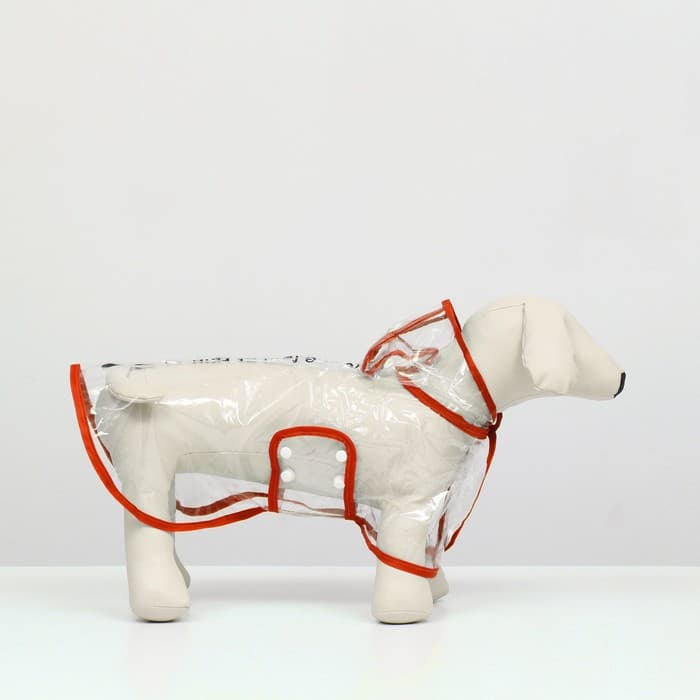 Дождевик для собак, размер M, ДС 26, ОГ 38-41, ОШ 40 см, красный