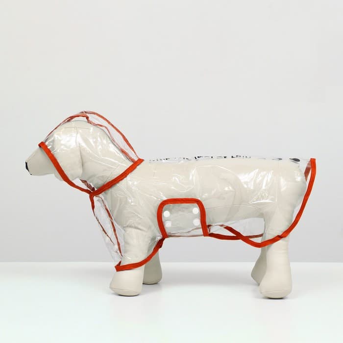 Дождевик для собак, размер M, ДС 26, ОГ 38-41, ОШ 40 см, красный