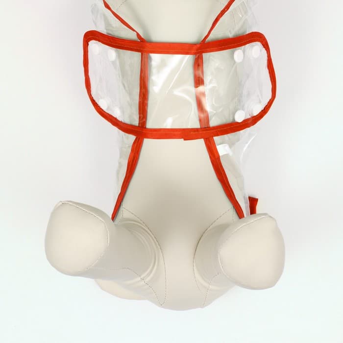 Дождевик для собак, размер M, ДС 26, ОГ 38-41, ОШ 40 см, красный