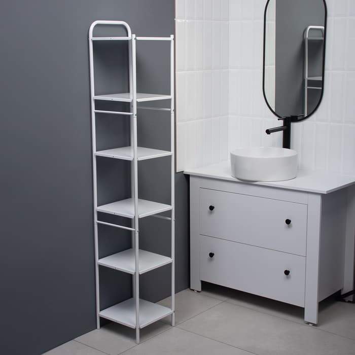 Стеллаж напольный шестиярусный, 29×29×158.5 см, белый