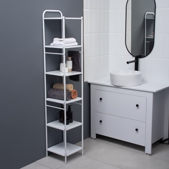 Стеллаж напольный шестиярусный, 29×29×158.5 см, белый