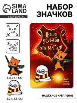 Значки деревянные, неразлучники «Наша дружба это магия», 2 шт., 8×12 см