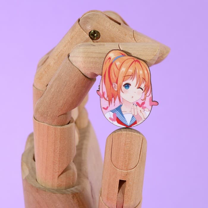 Значок деревянный «Школьницы», аниме, 2.6×3.3 см