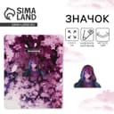 Значок деревянный «Девушка в цветах», аниме, 3.3×2.8 см