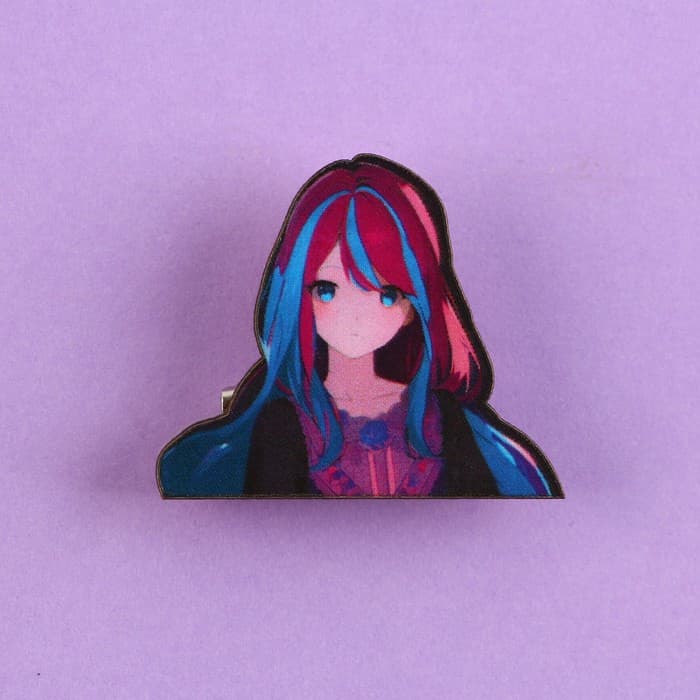 Значок деревянный «Девушка в цветах», аниме, 3.3×2.8 см