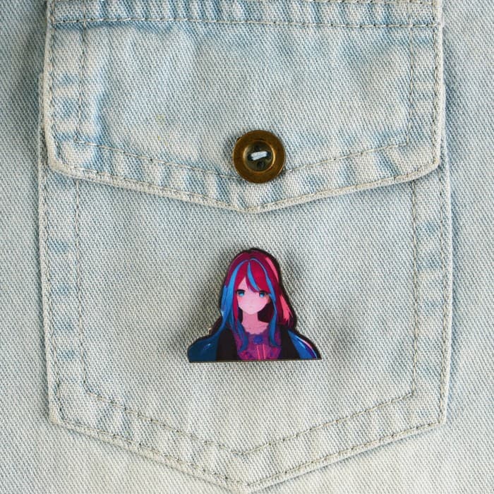 Значок деревянный «Девушка в цветах», аниме, 3.3×2.8 см