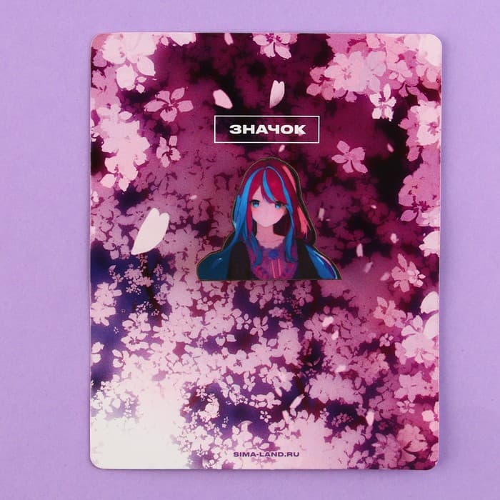 Значок деревянный «Девушка в цветах», аниме, 3.3×2.8 см