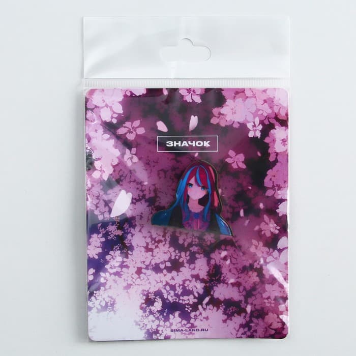 Значок деревянный «Девушка в цветах», аниме, 3.3×2.8 см