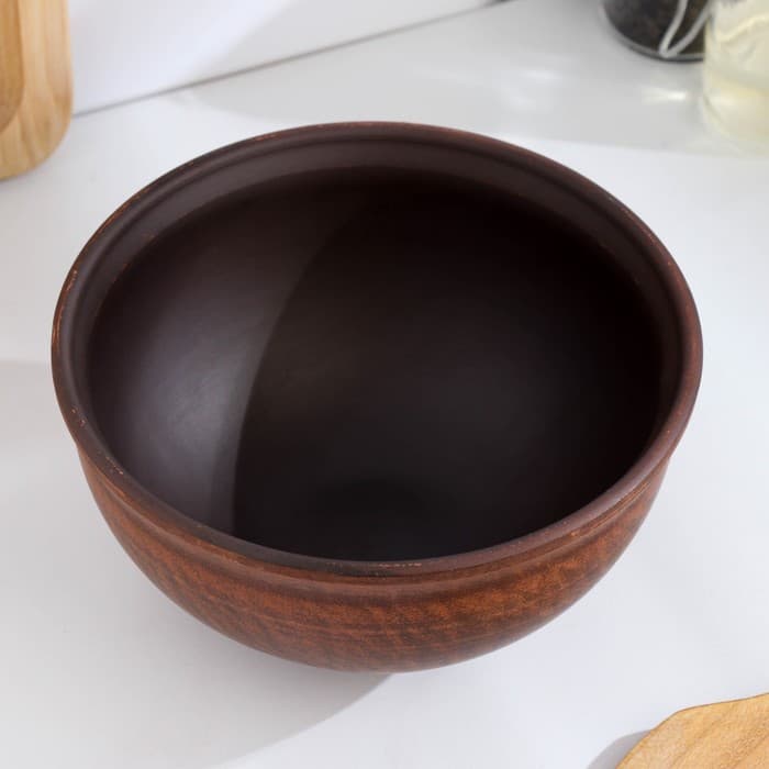 Салатник «Гладкий‎‎», 700 мл., 8×15×15 см, красная глина