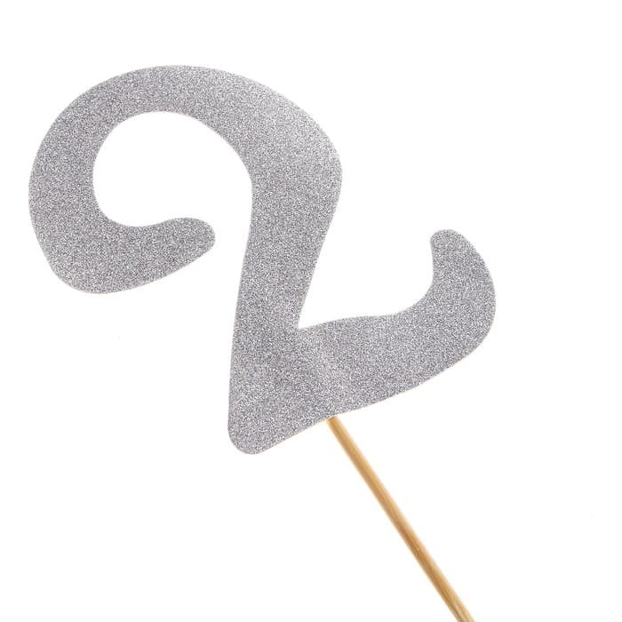 Топпер в торт «2», цвет серебро