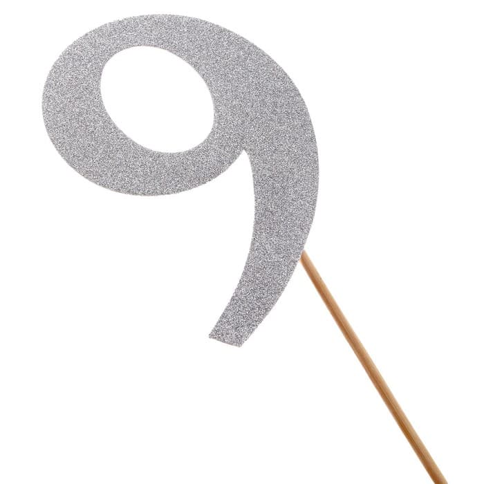 Топпер в торт «9», цвет серебро